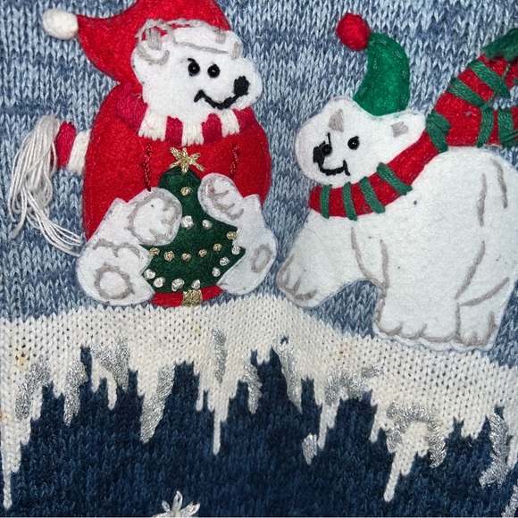 Tiara International Vintage Cardigan Sweater-Full Zip-Polar Bears-Large - Picture 6 of 8